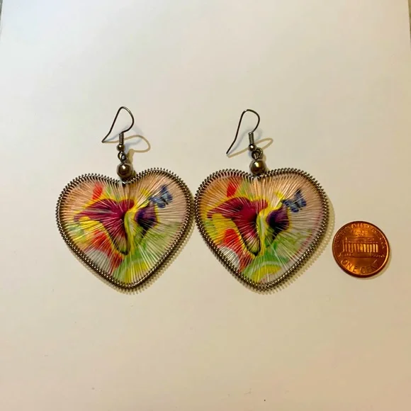 Handmade Heart Earrings - Picture 1 of 3